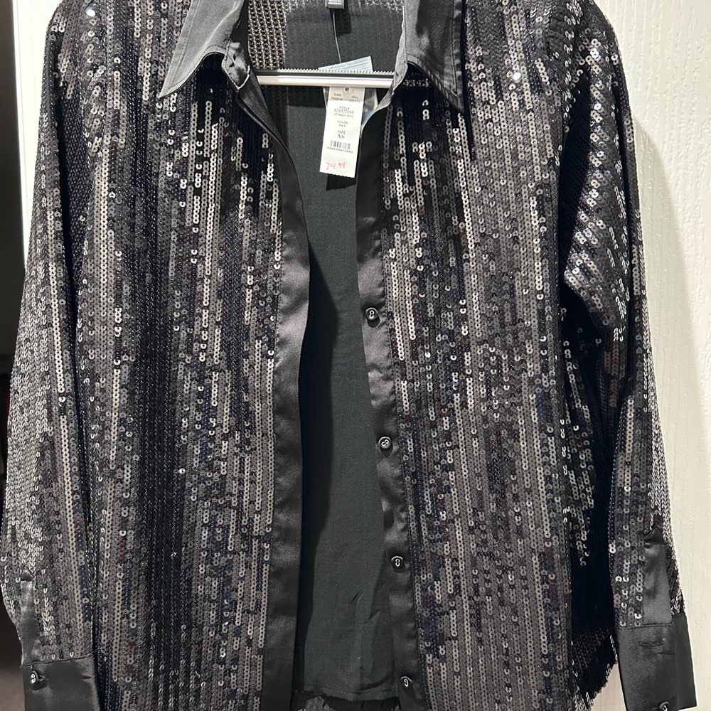 White House Black Market Black Textured Top